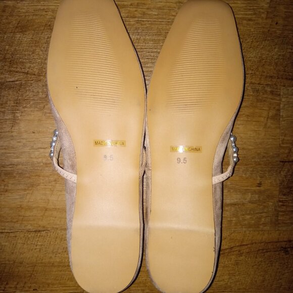 Nude Pearl & Rhinestone Strap Ballet Flats Brand New - Picture 3 of 3